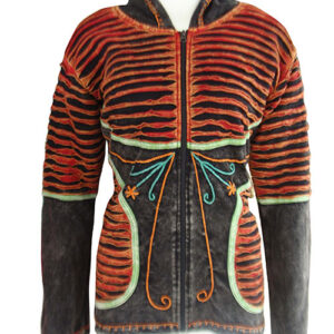 Boho Design Razor Cut Hooded Cotton Jacket
