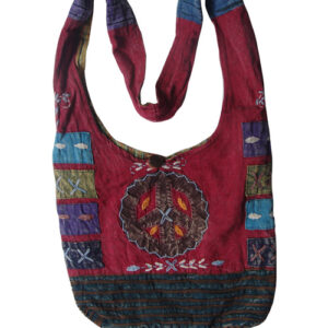 Boho embroidered cotton shopping bag