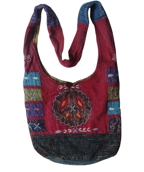 Boho embroidered cotton shopping bag
