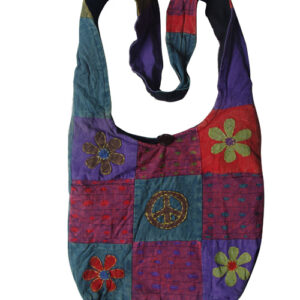 Multi flower embroidered hippie ladies shoulder bag