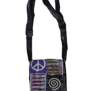 Dark themed cotton shoulder bag with razor cut