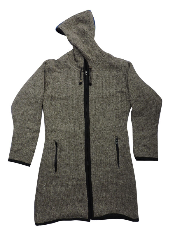 Natural wool luxury long woolen coat