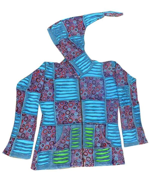 Vibrant Patchwork Design Hippie Cotton Jacket