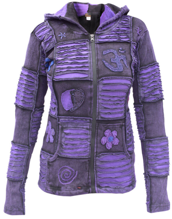 Purple Tone Om Printed Patchwork Jacket