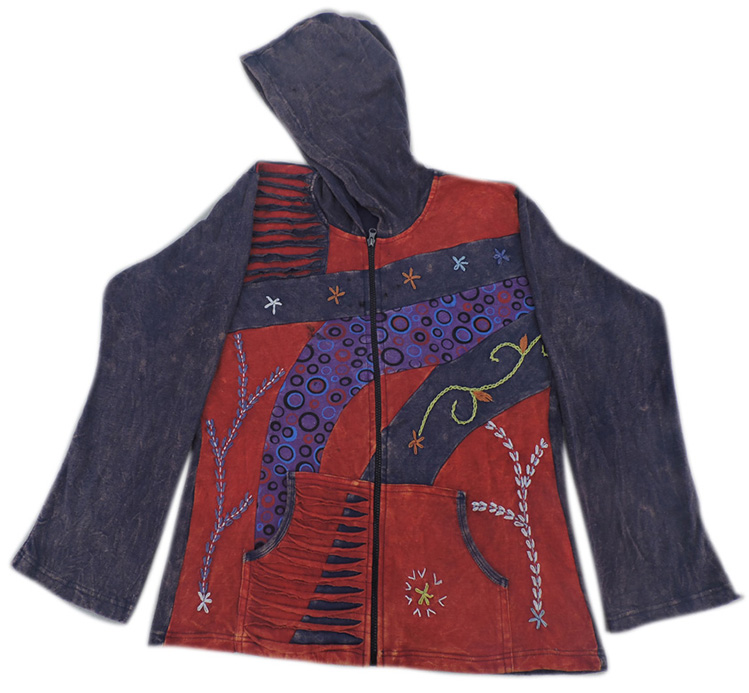 Patchwork zip up hoodie outlet