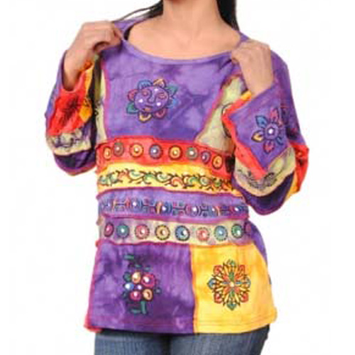 Various Color Mixed Embroidered Hippie Top