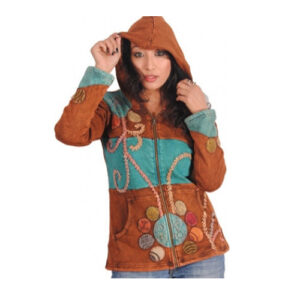 Stonewashed Hand Embroidery Hippie fashion style Cotton jacket
