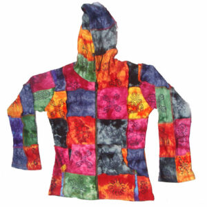 Hippie Bohemian Tie Dye Patchwork and Hand Print Cotton Jacket