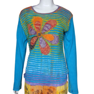 Big Flower Embroidered Razor Cut Top