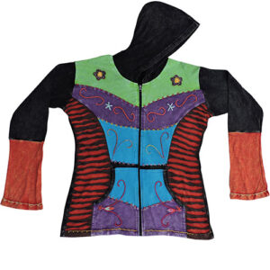 Made in Nepal Boho Patchwork Cotton Hoodie