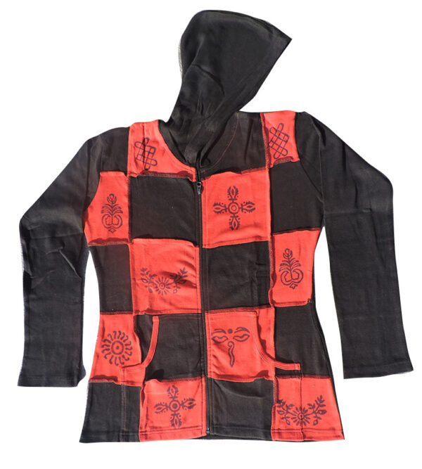 Orange & Black Mix Patchwork Cotton Jacket