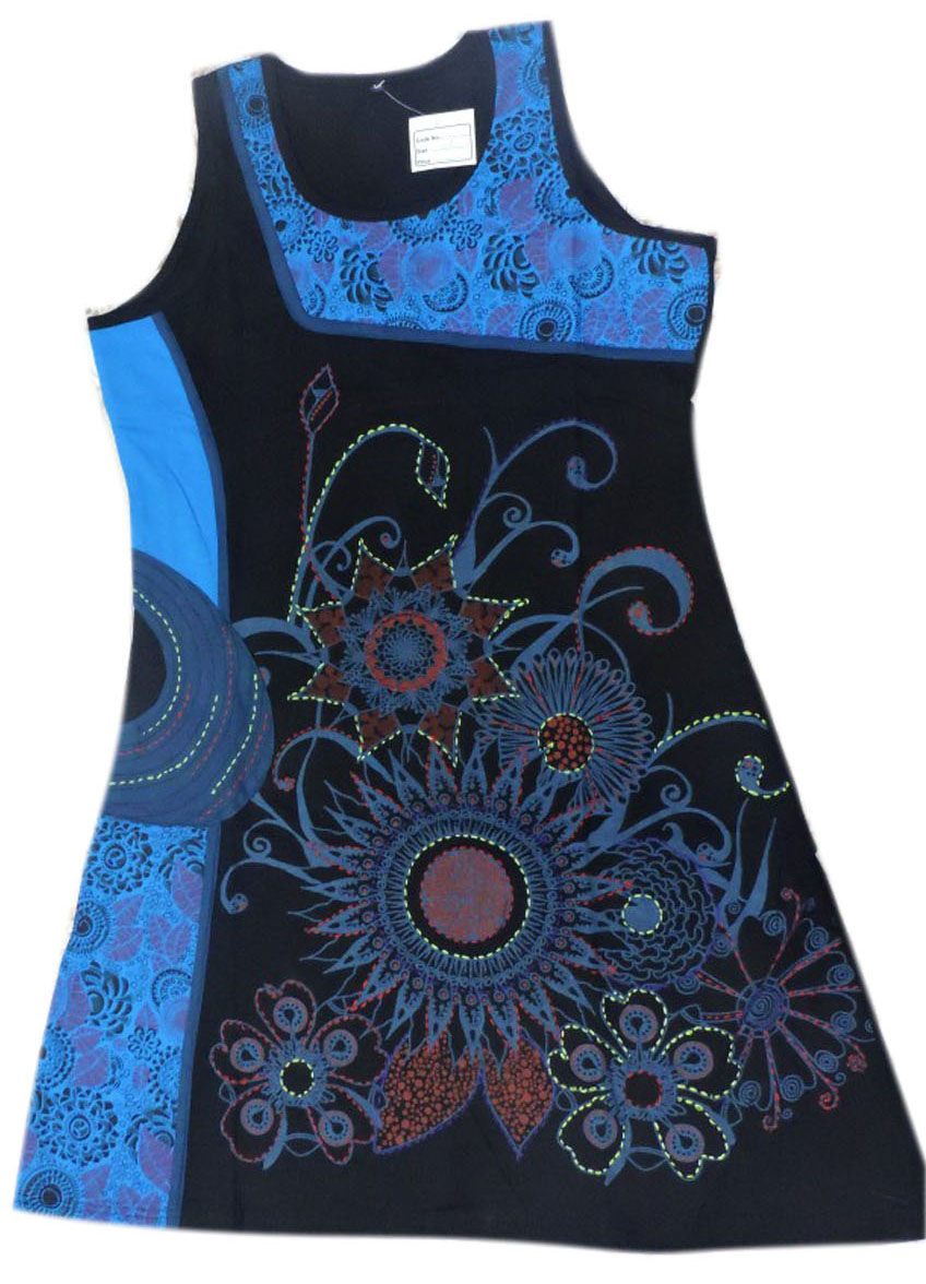 Hand Print and Hand Embroidery Bohemian Long Dress