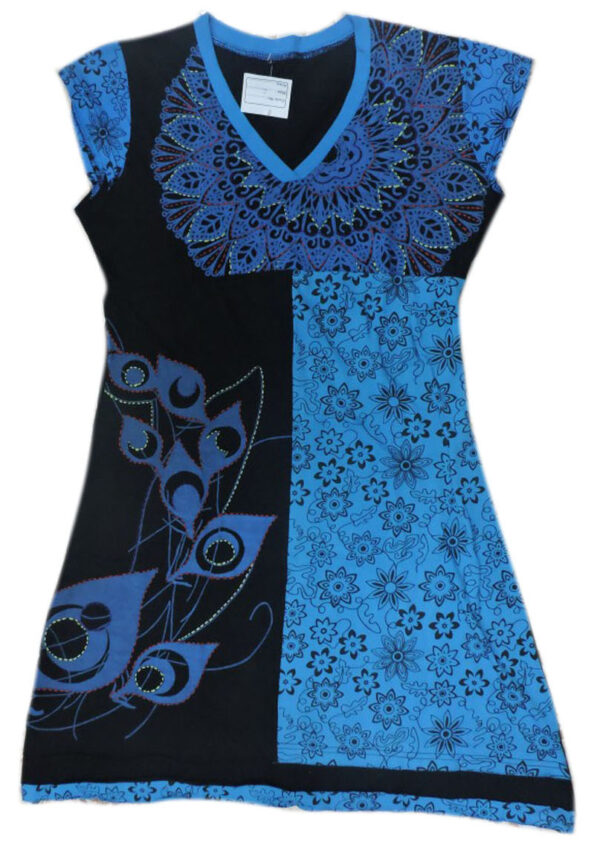 Various Prints Added Bluish Mix ladies Dress