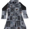 Patchwork Gray Color Hippie Long Coat