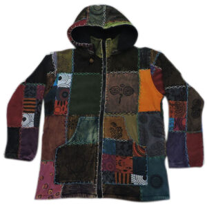 Hippie Stonewashed Cotton Patch Hooded Jacket