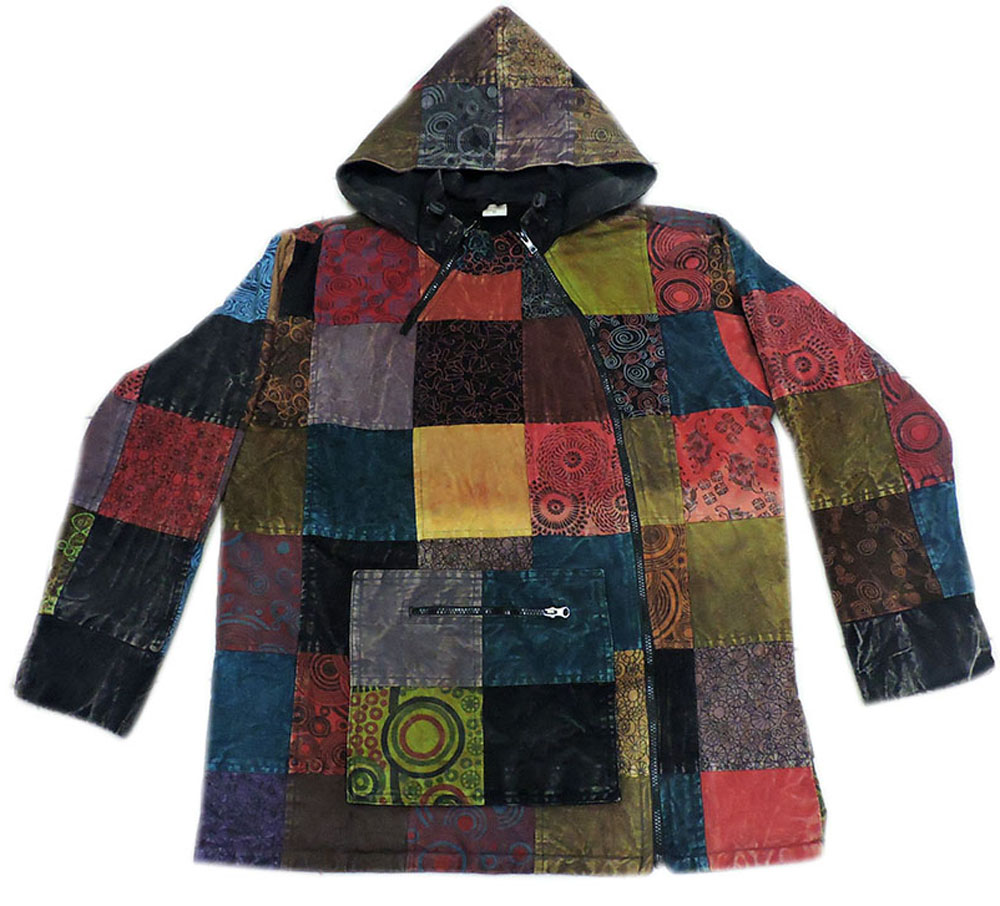 Hippie Cotton Stonewash Patchwork Jacket - Clothing in Nepal Pvt Ltd