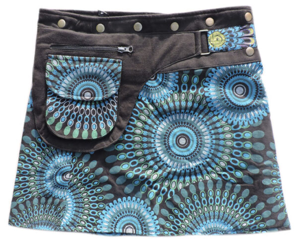 Hippie ladies cotton with mini front pockets | beautiful mandala arts printed cotton skirt