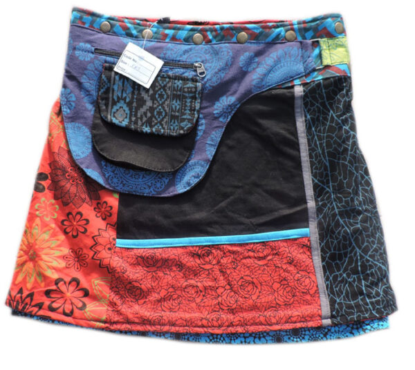 Mini flower prints hippie skirt | round snap button waist colorful cotton skirts