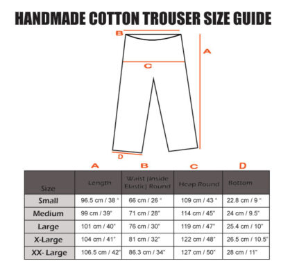 Hippie Pant Size Chart