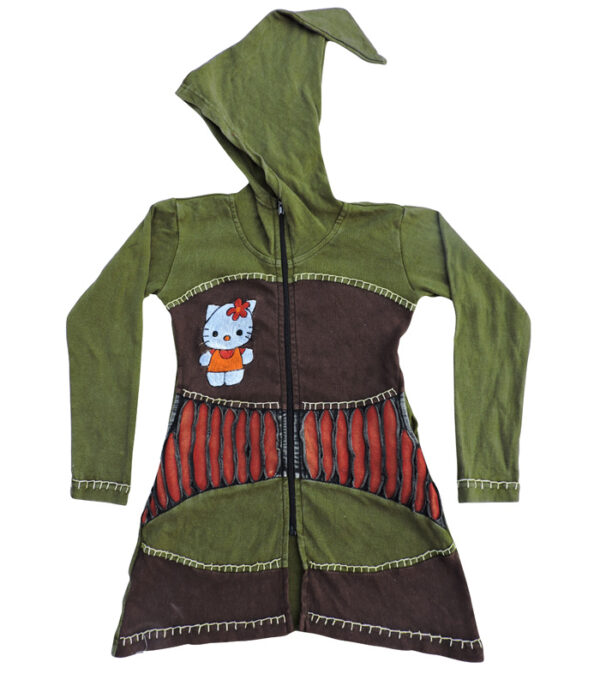 Pointed Hooded Cute Embroidered Children Jacket