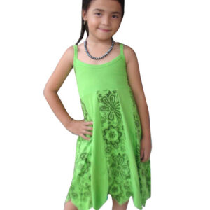 Block prints full green kid’s tank top