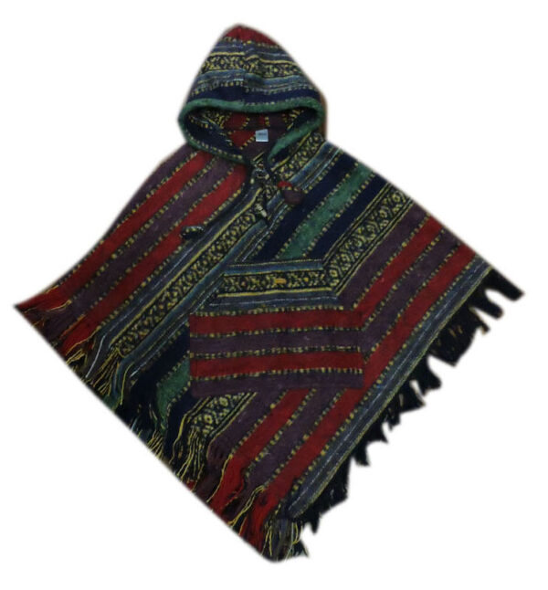 Funky Handmade Warm Hooded Gheri Poncho