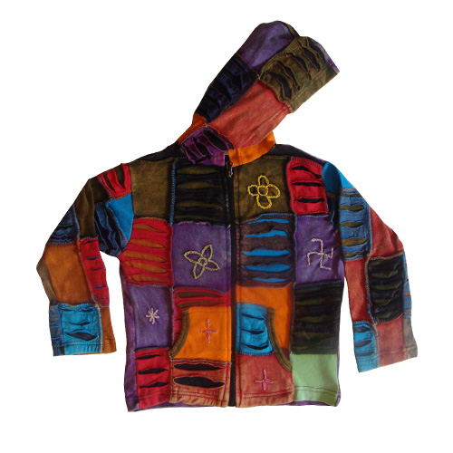 Patchwork Hand Embroidery and Razor Cut Hippie Children Jacket