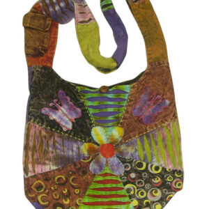 Flower Design and Hand Embroidery Cross Body Hippie Shoulder Bag Long Title:Flower Design