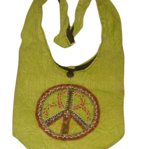 Peace Sign and Hand Embroidery Cross Body Hippie Shoulder Bag
