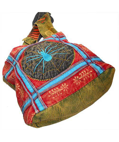 Spider Hand Embroidery Cross Body Hippie Shoulder Bag