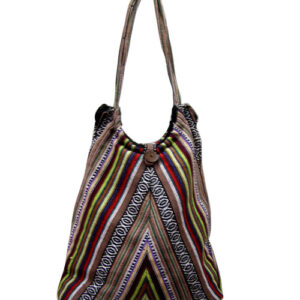 Multi Colored Striped Cotton Sling Slouch Bag