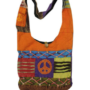 Peace Sign and Razor Cut Himalayan Hippie Shoulder Bag Made in Nepal