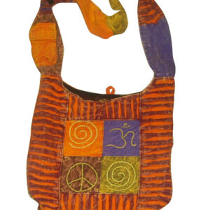 Yellow Tone Handmade Symbol Printed Shoulder Bag
