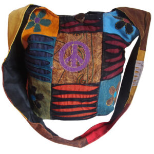 Hippie Floral Peace Embroidered Shoulder Bag