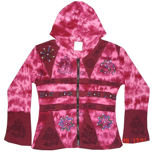 Tie Dye Patchwork and Block and Brush Print 100% Pre-Wash Hippie fashion style boho Cotton jacket.