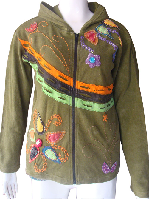Flower Embroidery Bohemian Hippie fashion style Cotton jacket