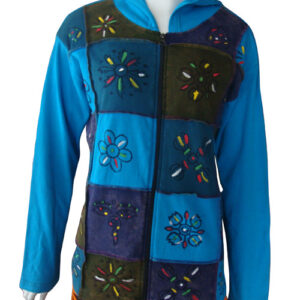 Bluish Themed Mini Embroideries Patch Jacket