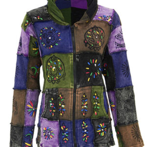 Ethnic Hippie Patchwork Printed Hooded Jacket