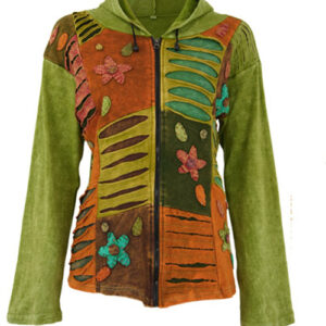 Green Mix Hand Embroidered Cotton Jacket