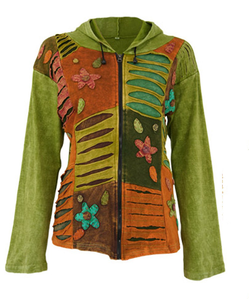 Green Mix Hand Embroidered Cotton Jacket