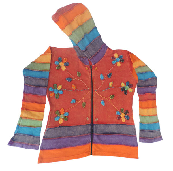 Rainbow Color Tone Boho Patchwork Hoodie