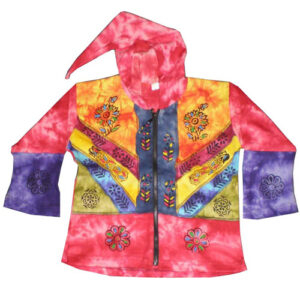 Tie Dye pixie Cotton hoodie with block Print