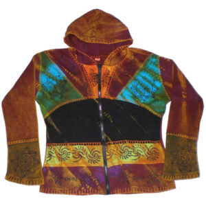 Stonewash Hand Brush and Block Print patchwork Hippie fashion style Cotton jacket