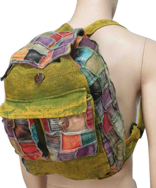 Multi Patched Rusty Outdoor Cotton Backpack