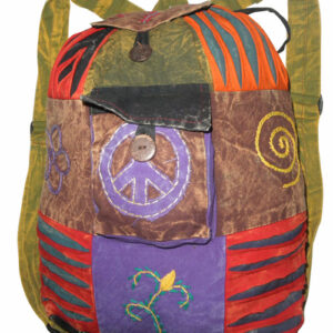 Jazzy Hippie Leather Patched Travel Backpack