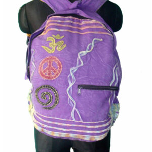 Purple Hippie Embroidered Cotton Backpack