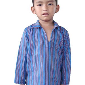 Stripe Lined Blue Mix Children Cotton Kurthas