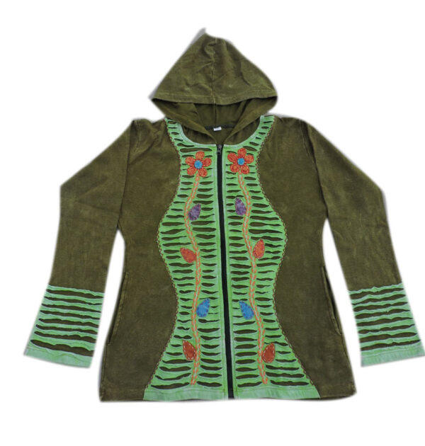 Green and Parrot Patchwork Hippie fashion style Cotton Jacket