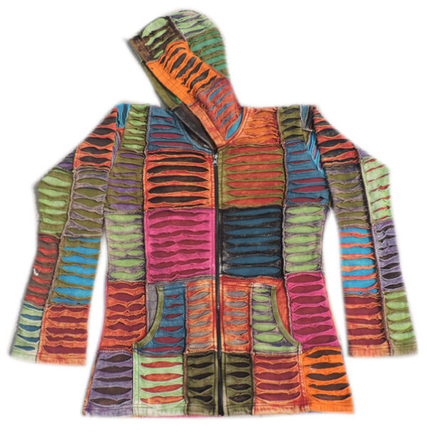 Patchwork and Full Razor Cut Hippie fashion style Cotton jacket Made in Nepal