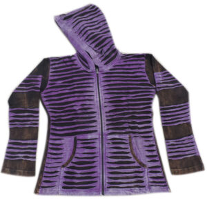 Purple Full RazorCut stonewash Bohemian Hippie fashion style Cotton jacket